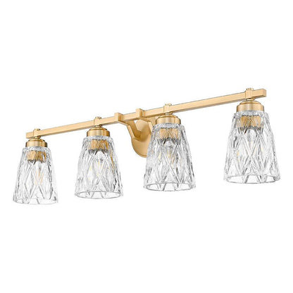 Z-Lite Andree 32" 4-Light Modern Gold Steel Frame Clear Glass Shade Vanity Lighting