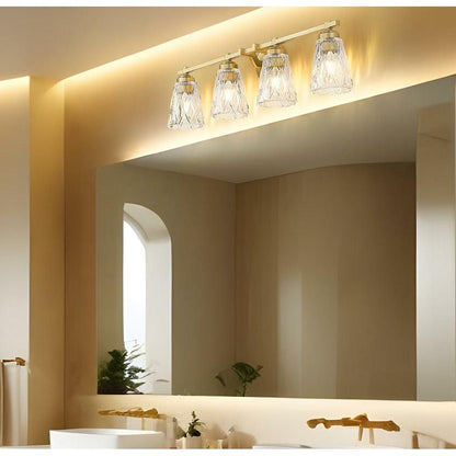 Z-Lite Andree 32" 4-Light Modern Gold Steel Frame Clear Glass Shade Vanity Lighting