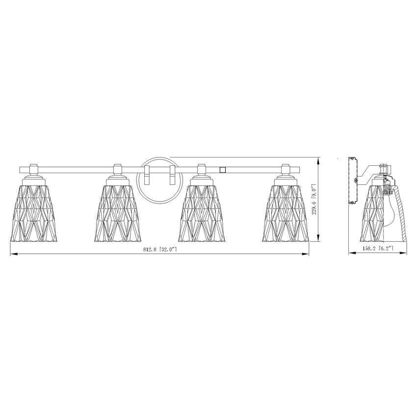 Z-Lite Andree 32" 4-Light Modern Gold Steel Frame Clear Glass Shade Vanity Lighting
