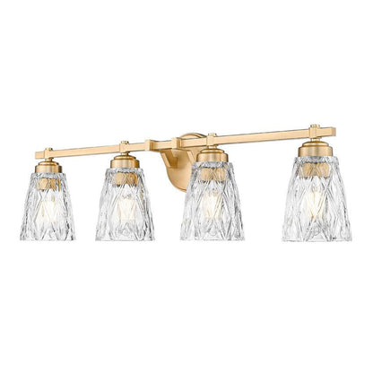 Z-Lite Andree 32" 4-Light Modern Gold Steel Frame Clear Glass Shade Vanity Lighting