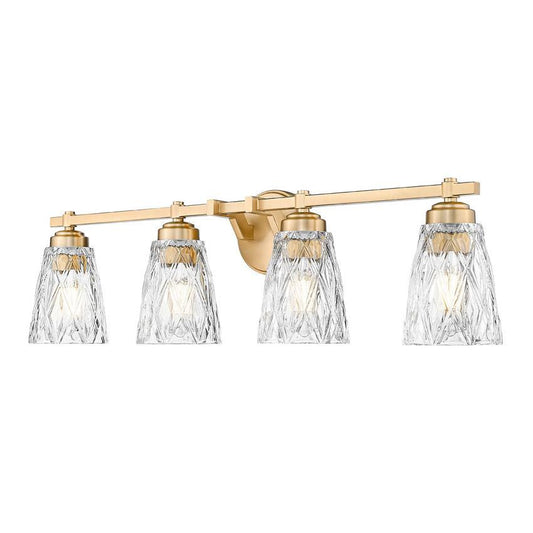 Z-Lite Andree 32" 4-Light Modern Gold Steel Frame Clear Glass Shade Vanity Lighting
