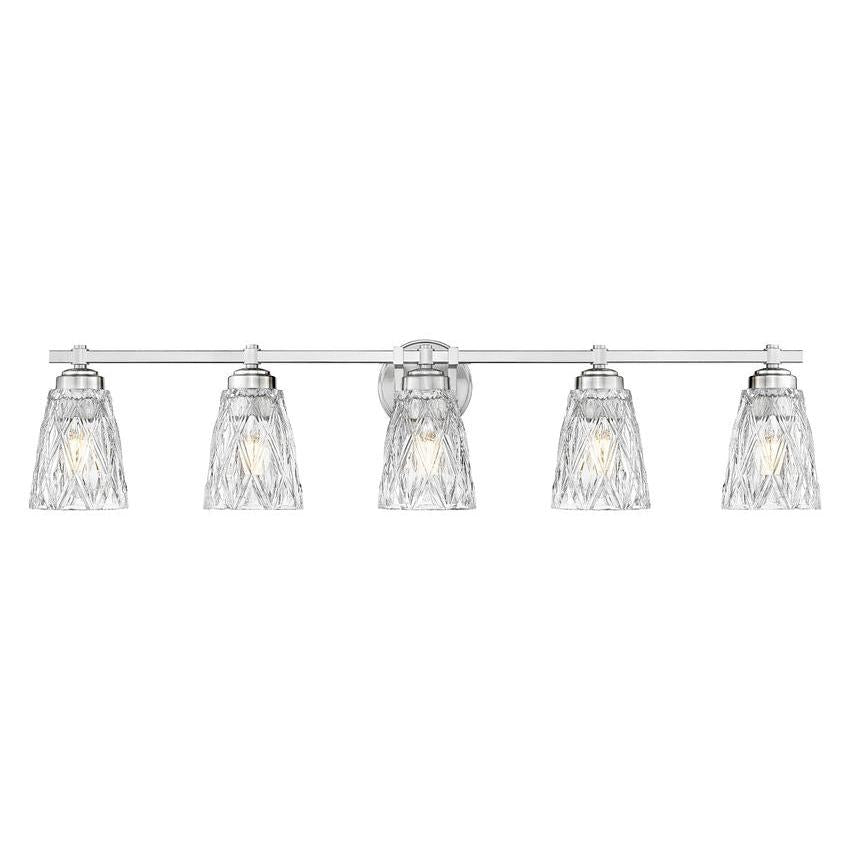 Z-Lite Andree 40" 5-Light Brushed Nickel Steel Frame Clear Glass Shade Vanity Lighting