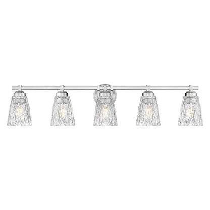 Z-Lite Andree 40" 5-Light Brushed Nickel Steel Frame Clear Glass Shade Vanity Lighting