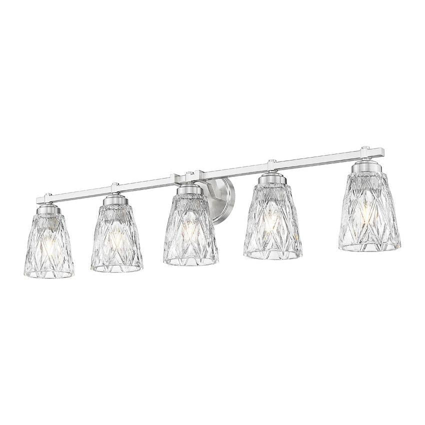 Z-Lite Andree 40" 5-Light Brushed Nickel Steel Frame Clear Glass Shade Vanity Lighting