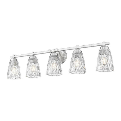 Z-Lite Andree 40" 5-Light Brushed Nickel Steel Frame Clear Glass Shade Vanity Lighting