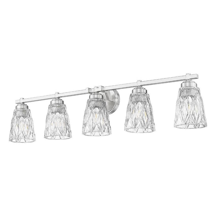Z-Lite Andree 40" 5-Light Brushed Nickel Steel Frame Clear Glass Shade Vanity Lighting