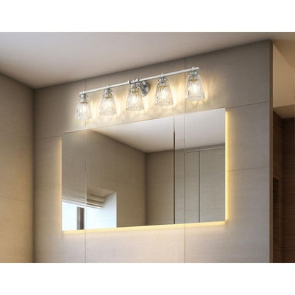 Z-Lite Andree 40" 5-Light Brushed Nickel Steel Frame Clear Glass Shade Vanity Lighting