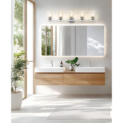 Z-Lite Andree 40" 5-Light Brushed Nickel Steel Frame Clear Glass Shade Vanity Lighting