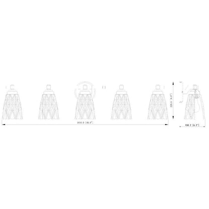 Z-Lite Andree 40" 5-Light Brushed Nickel Steel Frame Clear Glass Shade Vanity Lighting