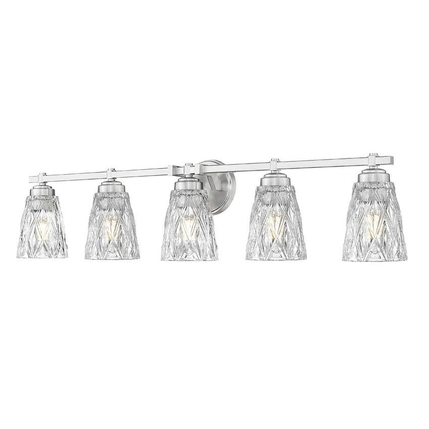 Z-Lite Andree 40" 5-Light Brushed Nickel Steel Frame Clear Glass Shade Vanity Lighting