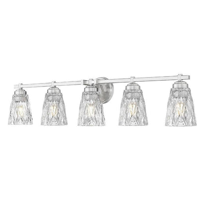 Z-Lite Andree 40" 5-Light Brushed Nickel Steel Frame Clear Glass Shade Vanity Lighting