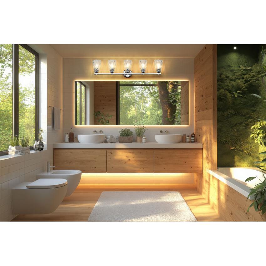 Z-Lite Andree 40" 5-Light Chrome Steel Frame Clear Glass Shade Vanity Lighting