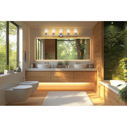 Z-Lite Andree 40" 5-Light Chrome Steel Frame Clear Glass Shade Vanity Lighting