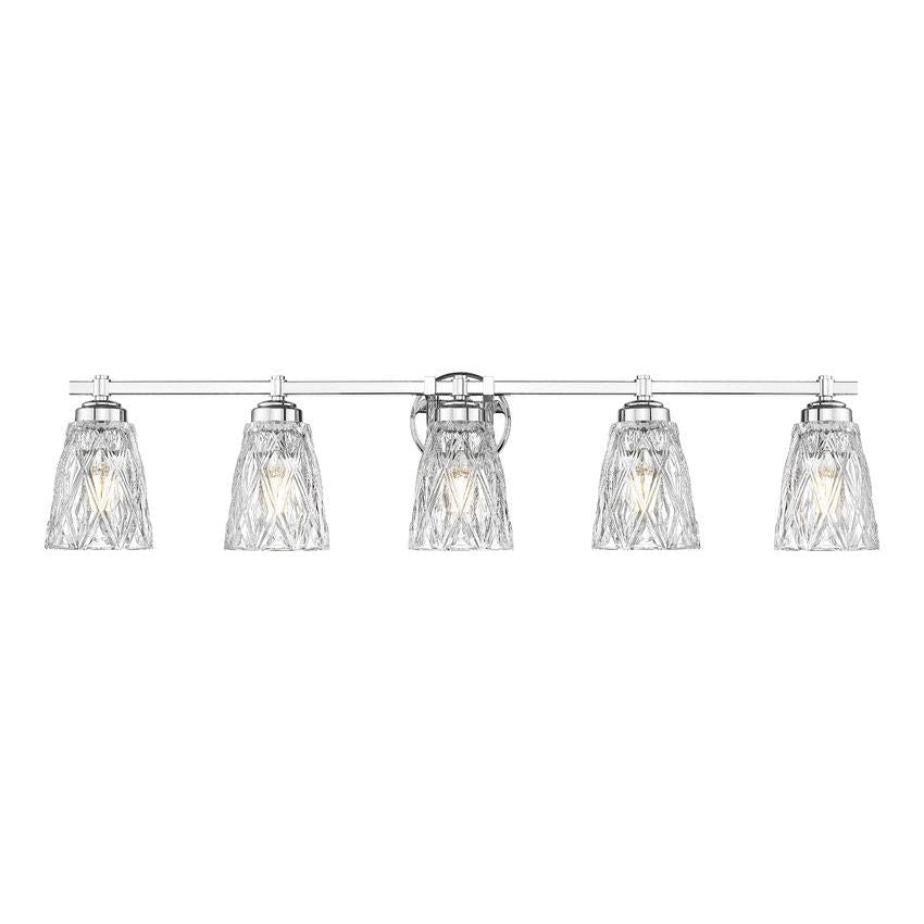 Z-Lite Andree 40" 5-Light Chrome Steel Frame Clear Glass Shade Vanity Lighting