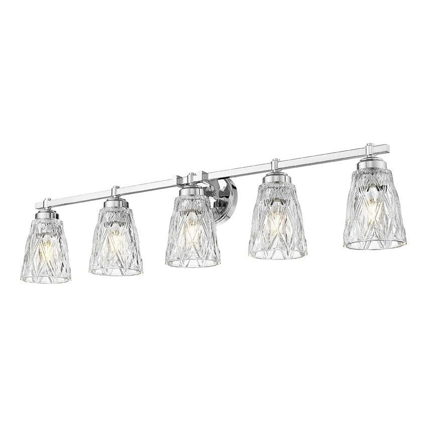 Z-Lite Andree 40" 5-Light Chrome Steel Frame Clear Glass Shade Vanity Lighting