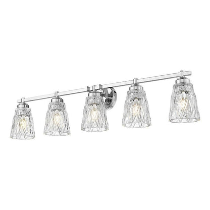 Z-Lite Andree 40" 5-Light Chrome Steel Frame Clear Glass Shade Vanity Lighting
