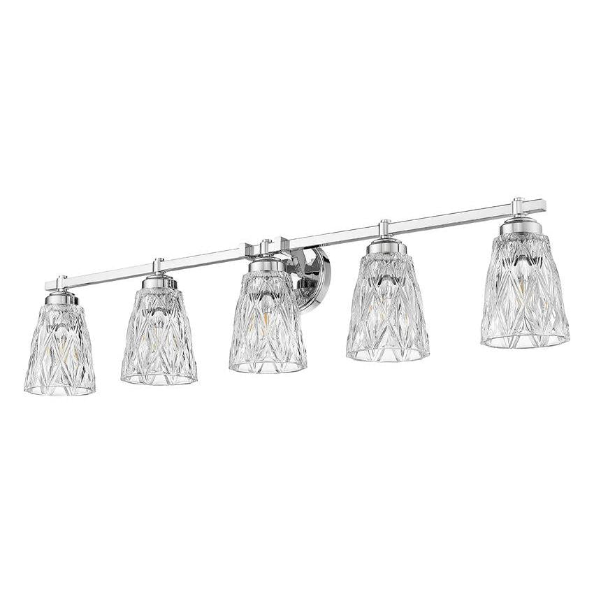 Z-Lite Andree 40" 5-Light Chrome Steel Frame Clear Glass Shade Vanity Lighting