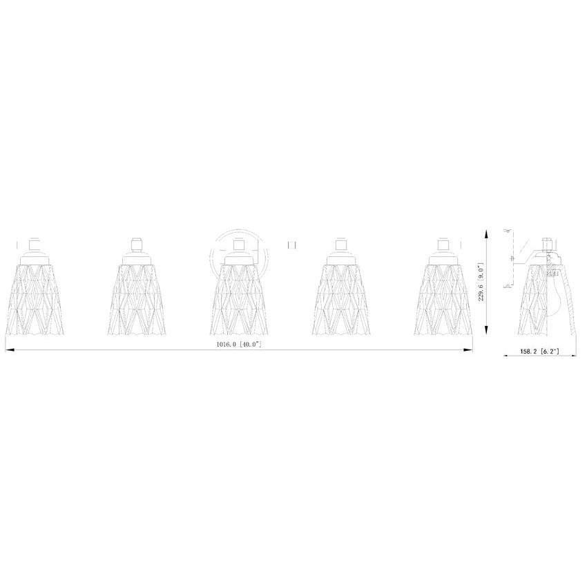 Z-Lite Andree 40" 5-Light Chrome Steel Frame Clear Glass Shade Vanity Lighting