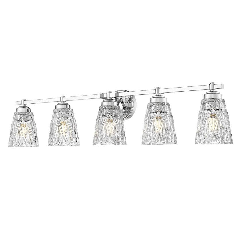 Z-Lite Andree 40" 5-Light Chrome Steel Frame Clear Glass Shade Vanity Lighting