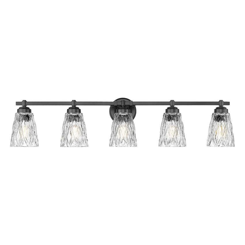 Z-Lite Andree 40" 5-Light Matte Black Steel Frame Clear Glass Shade Vanity Lighting