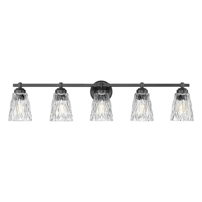 Z-Lite Andree 40" 5-Light Matte Black Steel Frame Clear Glass Shade Vanity Lighting