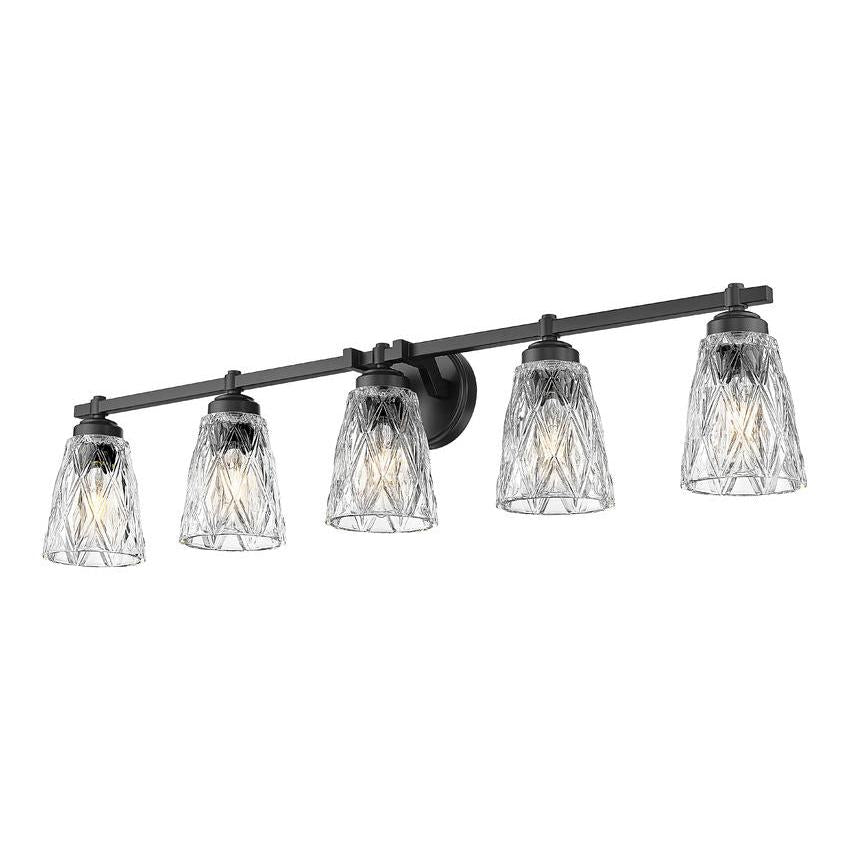 Z-Lite Andree 40" 5-Light Matte Black Steel Frame Clear Glass Shade Vanity Lighting