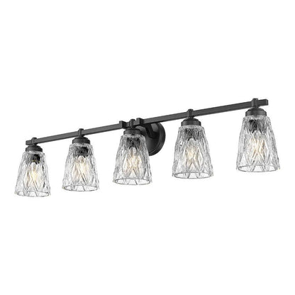 Z-Lite Andree 40" 5-Light Matte Black Steel Frame Clear Glass Shade Vanity Lighting