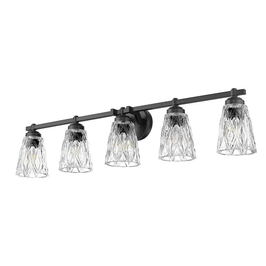 Z-Lite Andree 40" 5-Light Matte Black Steel Frame Clear Glass Shade Vanity Lighting