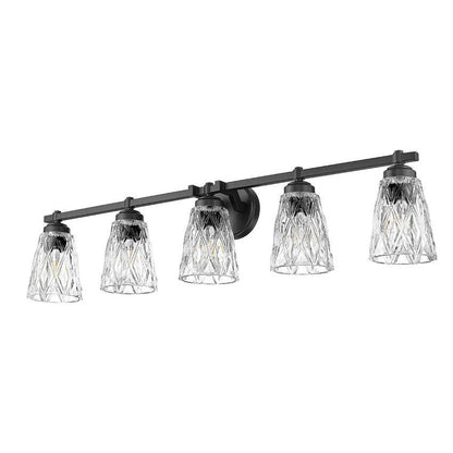 Z-Lite Andree 40" 5-Light Matte Black Steel Frame Clear Glass Shade Vanity Lighting