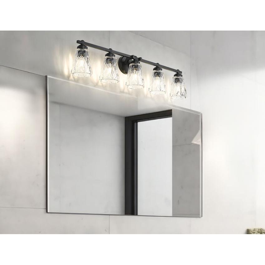 Z-Lite Andree 40" 5-Light Matte Black Steel Frame Clear Glass Shade Vanity Lighting