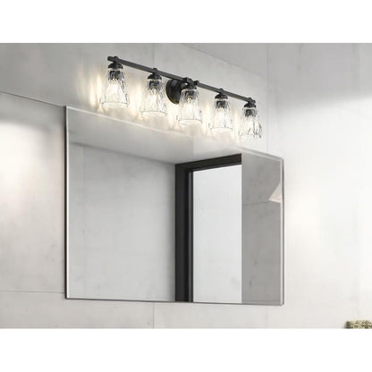 Z-Lite Andree 40" 5-Light Matte Black Steel Frame Clear Glass Shade Vanity Lighting