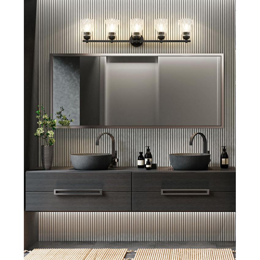 Z-Lite Andree 40" 5-Light Matte Black Steel Frame Clear Glass Shade Vanity Lighting