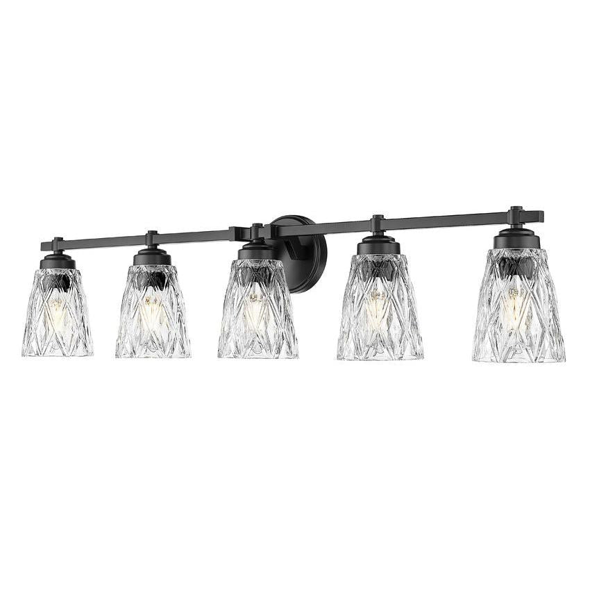 Z-Lite Andree 40" 5-Light Matte Black Steel Frame Clear Glass Shade Vanity Lighting