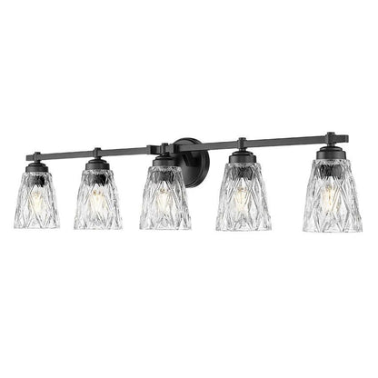 Z-Lite Andree 40" 5-Light Matte Black Steel Frame Clear Glass Shade Vanity Lighting