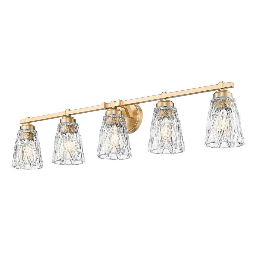 Z-Lite Andree 40" 5-Light Modern Gold Steel Frame Clear Glass Shade Vanity Lighting