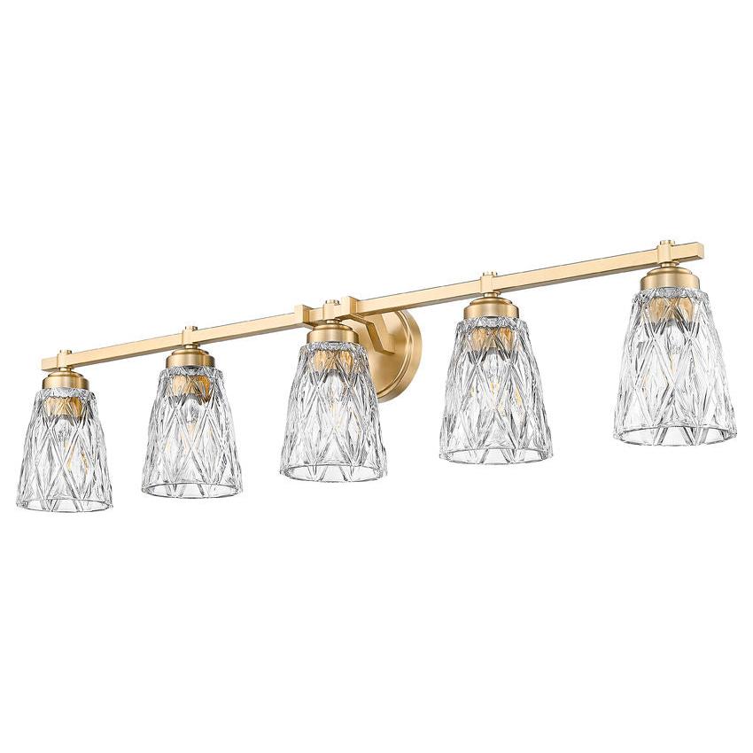 Z-Lite Andree 40" 5-Light Modern Gold Steel Frame Clear Glass Shade Vanity Lighting