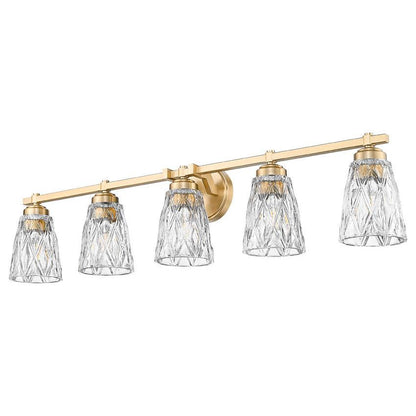 Z-Lite Andree 40" 5-Light Modern Gold Steel Frame Clear Glass Shade Vanity Lighting