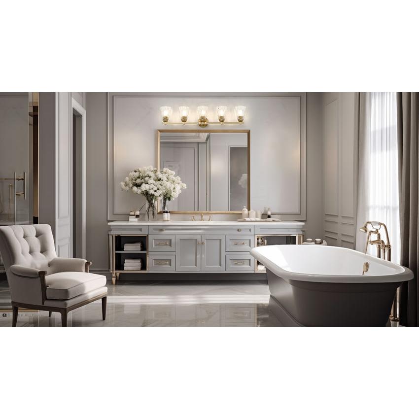 Z-Lite Andree 40" 5-Light Modern Gold Steel Frame Clear Glass Shade Vanity Lighting