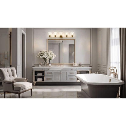 Z-Lite Andree 40" 5-Light Modern Gold Steel Frame Clear Glass Shade Vanity Lighting