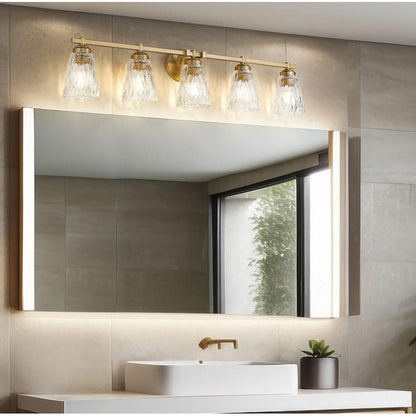 Z-Lite Andree 40" 5-Light Modern Gold Steel Frame Clear Glass Shade Vanity Lighting