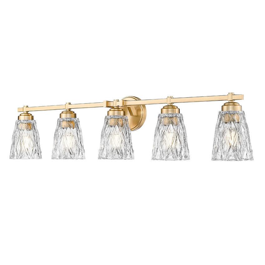 Z-Lite Andree 40" 5-Light Modern Gold Steel Frame Clear Glass Shade Vanity Lighting