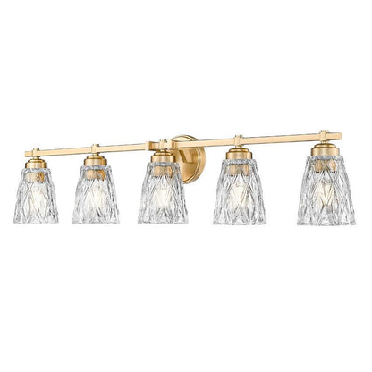 Z-Lite Andree 40" 5-Light Modern Gold Steel Frame Clear Glass Shade Vanity Lighting