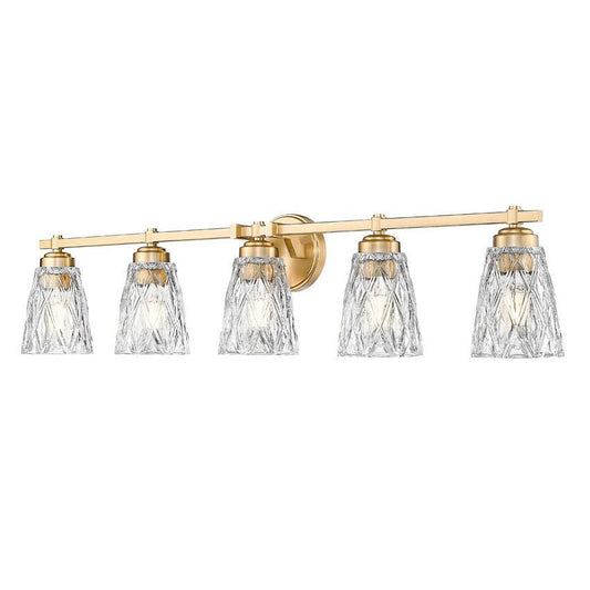 Z-Lite Andree 40" 5-Light Modern Gold Steel Frame Clear Glass Shade Vanity Lighting