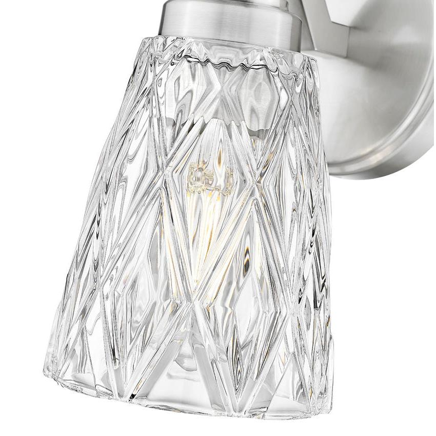 Z-Lite Andree 5" 1-Light Brushed Nickel Steel Frame Clear Glass Shade Wall Sconce