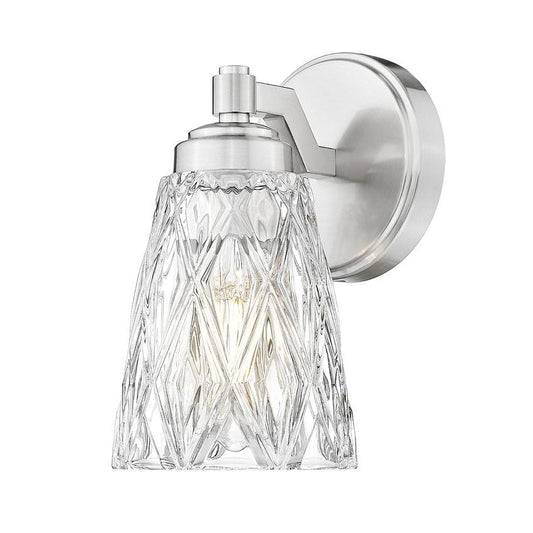 Z-Lite Andree 5" 1-Light Brushed Nickel Steel Frame Clear Glass Shade Wall Sconce