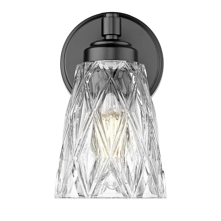 Z-Lite Andree 5" 1-Light Matte Black Steel Frame Clear Glass Shade Wall Sconce