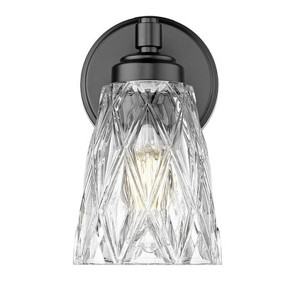 Z-Lite Andree 5" 1-Light Matte Black Steel Frame Clear Glass Shade Wall Sconce