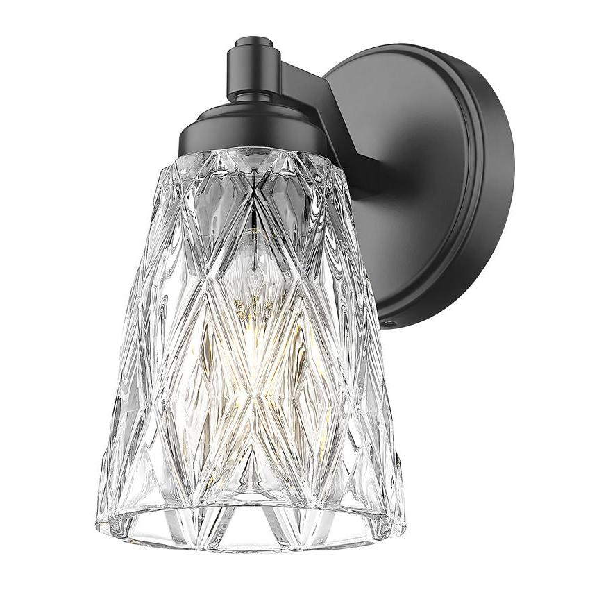 Z-Lite Andree 5" 1-Light Matte Black Steel Frame Clear Glass Shade Wall Sconce