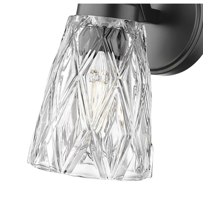 Z-Lite Andree 5" 1-Light Matte Black Steel Frame Clear Glass Shade Wall Sconce