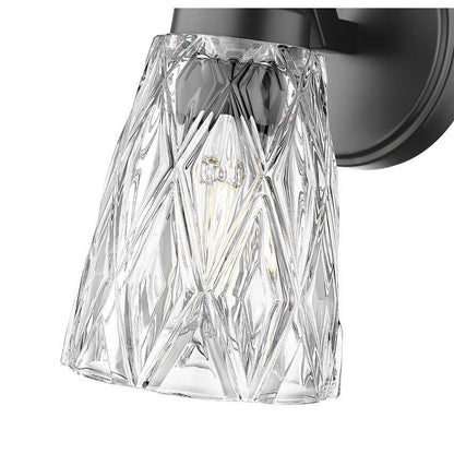 Z-Lite Andree 5" 1-Light Matte Black Steel Frame Clear Glass Shade Wall Sconce